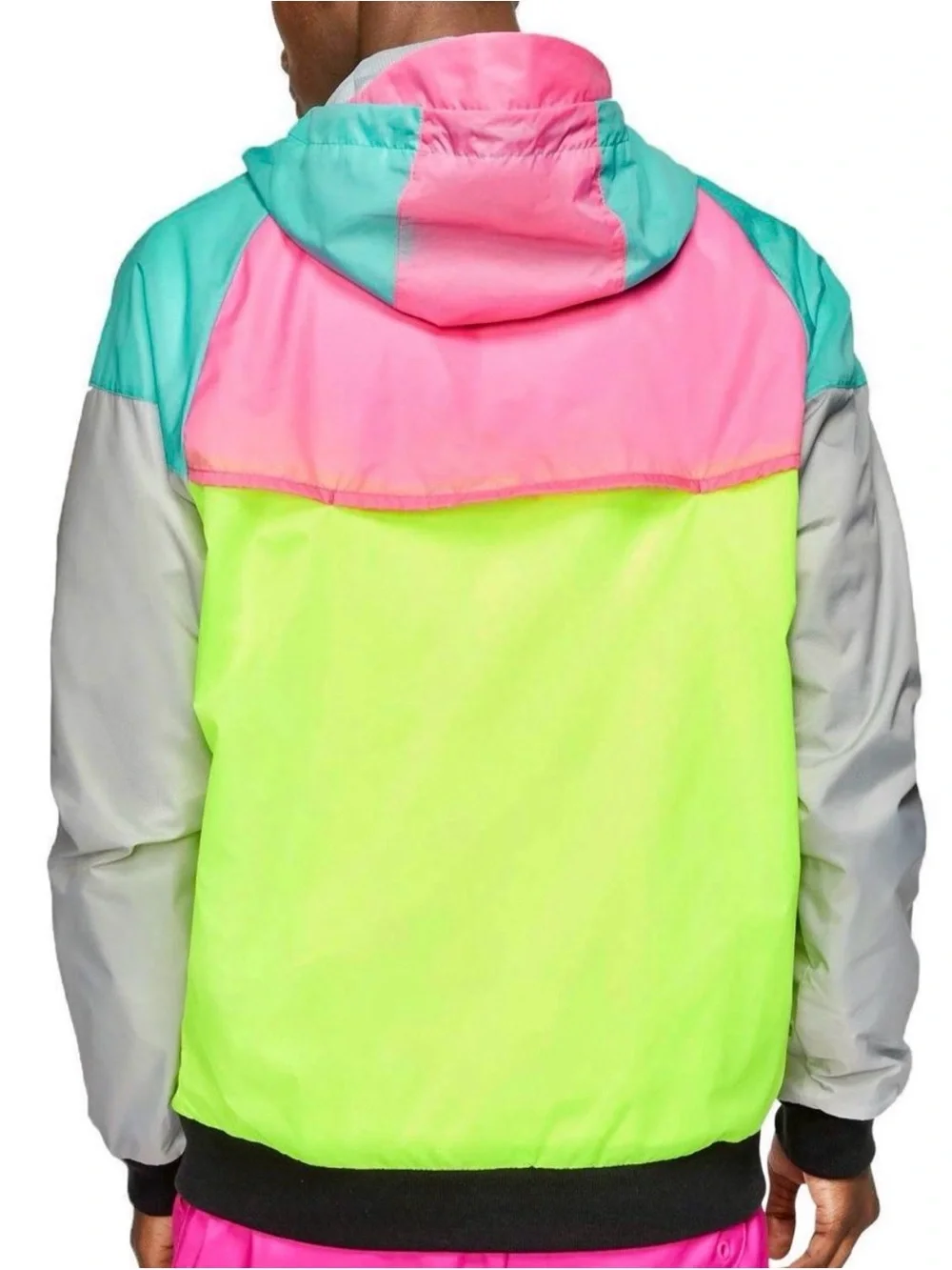 Nike men’s Heritage Windrunner Men's zip breaker Jacket neon yellow pink Sz L